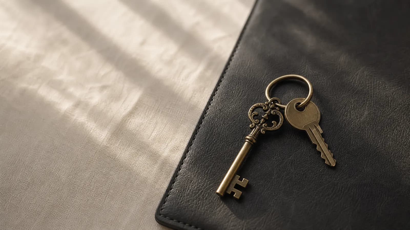 An antique key and a modern key on one ring