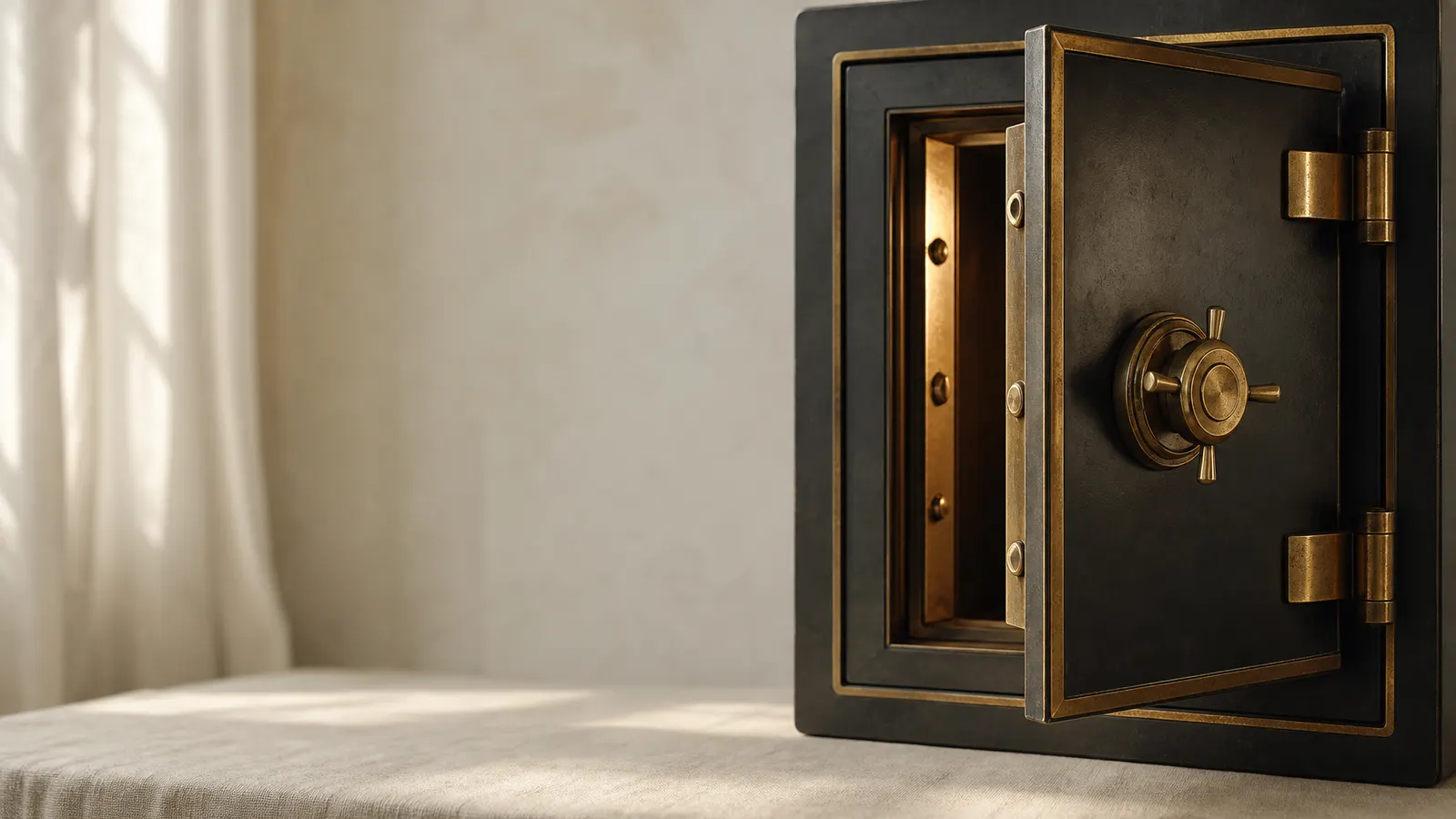 Antique safe door slightly ajar